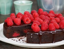Indulgent chocolate and raspberry brownie