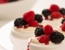 Raspberry and blackberry mini pavlovas