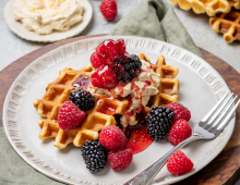 Berry Belgian Waffles with Whipped Maple Butter